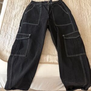 Fashion Nova Black Pants with White Stitch Detail